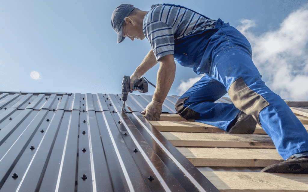 A professional roofer working on a roof