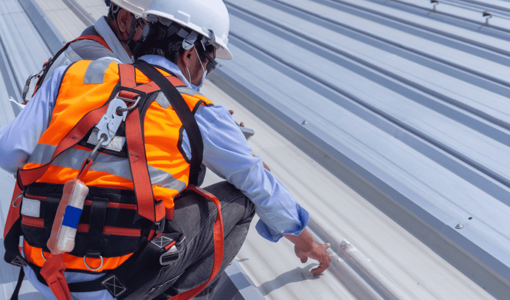 A professional roofer working on a roof