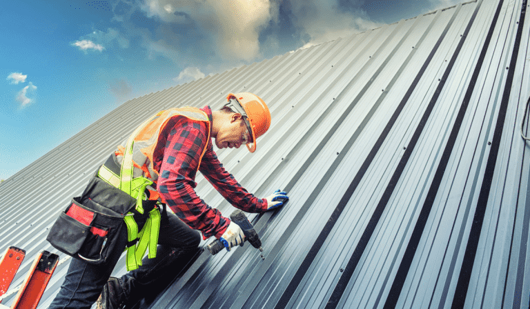 A professional roofer working on a roof